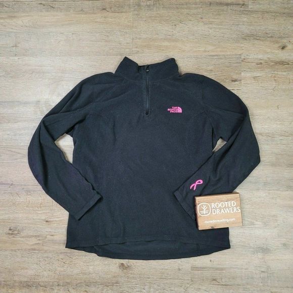 The North Face Fleece Polartec Jacket Black Solid 1/4 Zip Long Sleeve Pullover M